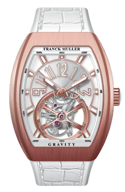 Best FRANCK MULLER Vanguard Gravity Tourbillon Brushed Rose Gold - White V 41 T GRAVITY CS (BC) (BR) (5N) (BLC BLC 5NBR) Replica Watch